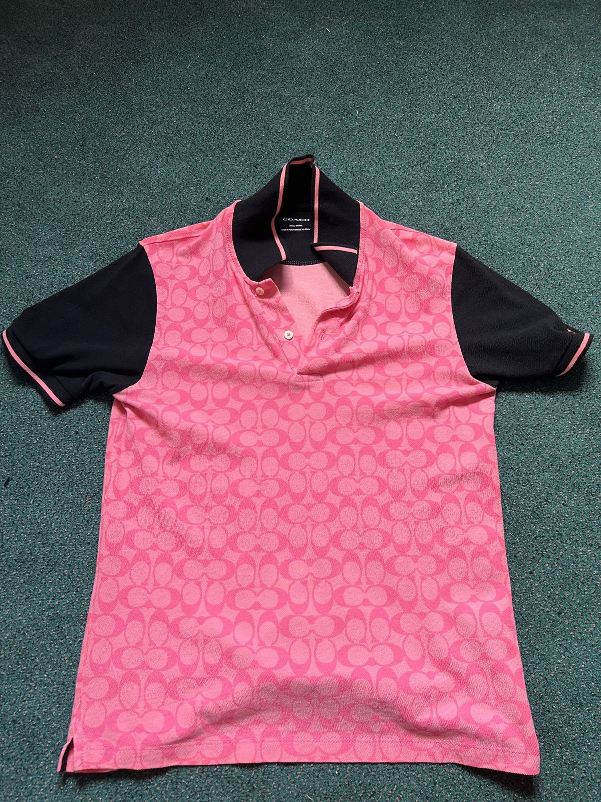 image of Pink Coach Polo Monogram, Men's (Size Small)