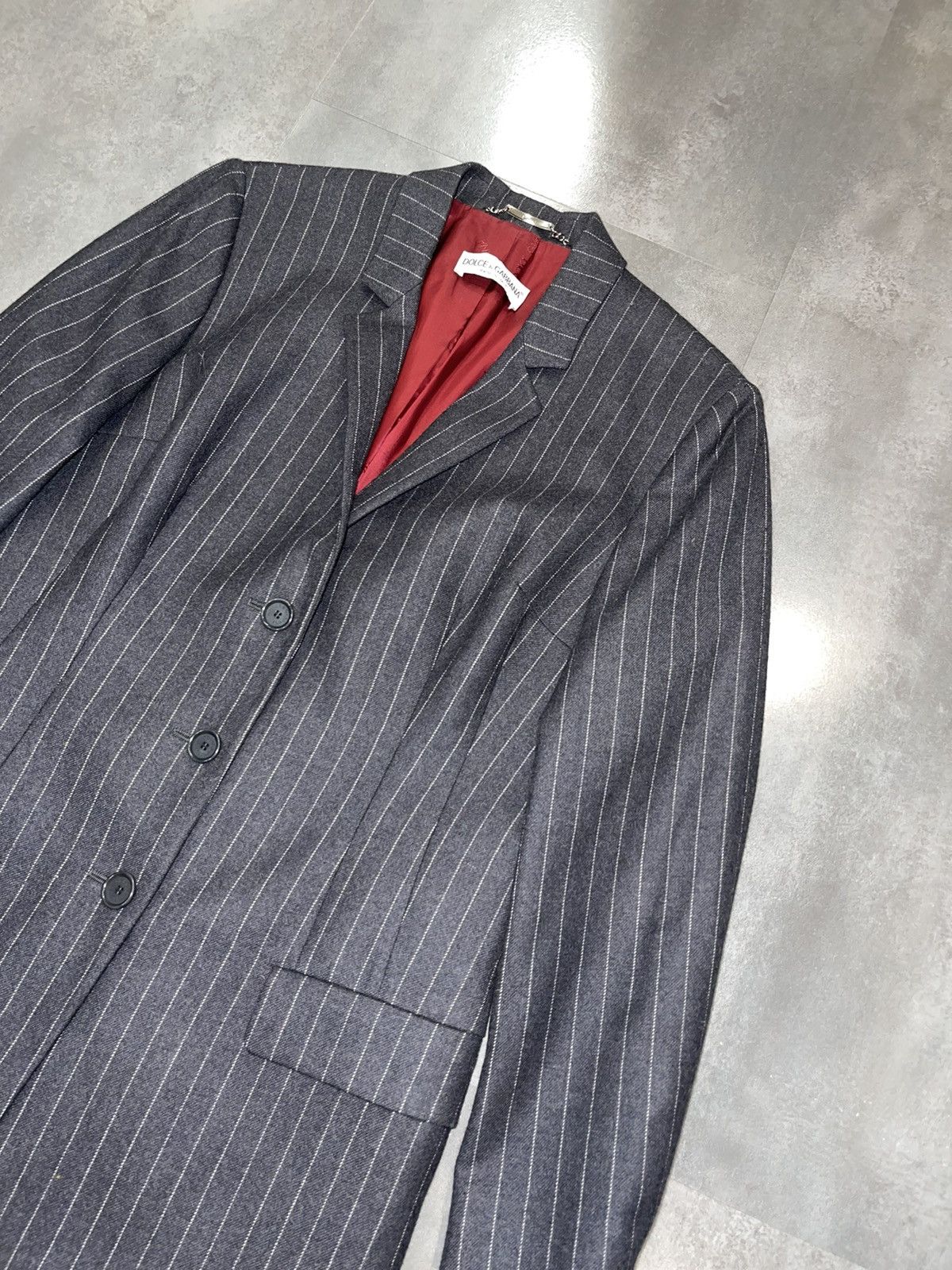 Dolce & Gabbana Dolce & Gabbana Gray Striped Wool Blazer Size 36R - 6 Thumbnail
