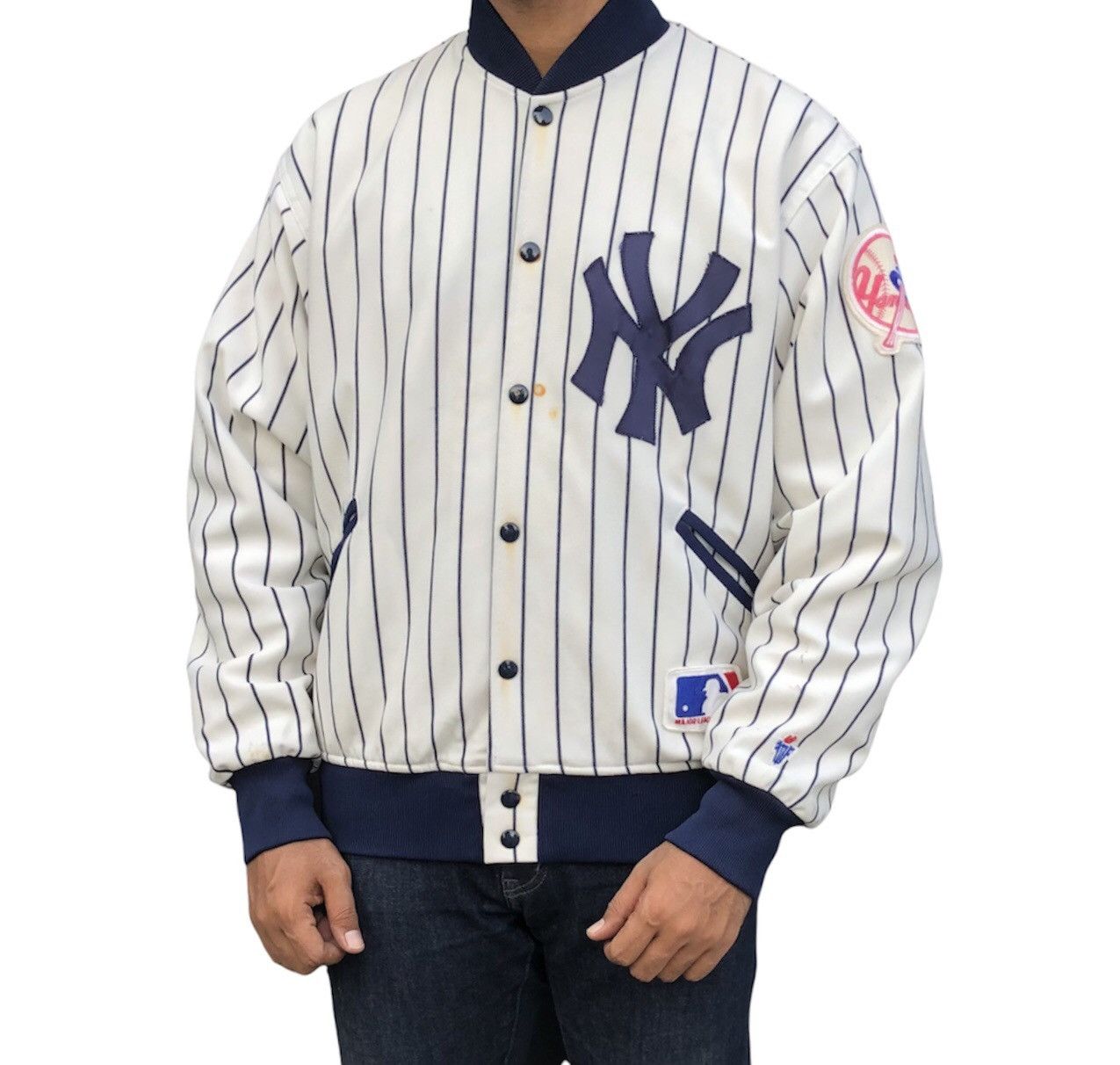 MLB Vintage NY Yankees MLB Baseball Varsity Striped Jacket Size US M / EU 48-50 / 2 - 1 Thumbnail