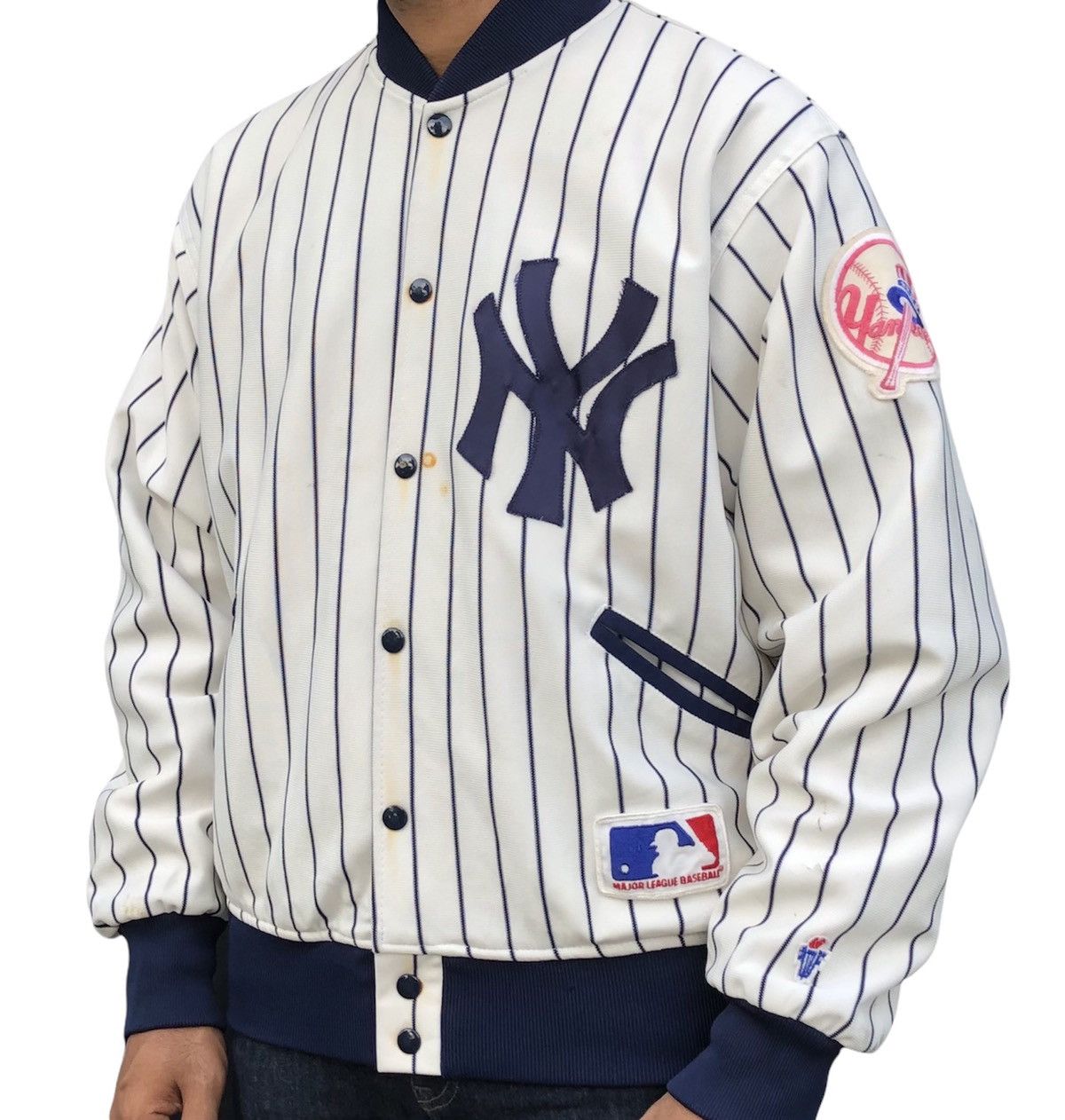 MLB Vintage NY Yankees MLB Baseball Varsity Striped Jacket Size US M / EU 48-50 / 2 - 2 Thumbnail
