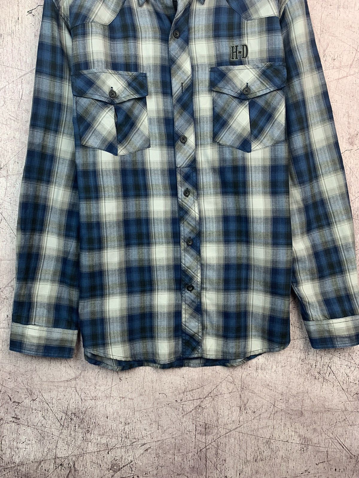 Harley Davidson × Vintage Vintage Harley Davidson Flannel Plaid Shirt Size US L / EU 52-54 / 3 - 8 Thumbnail