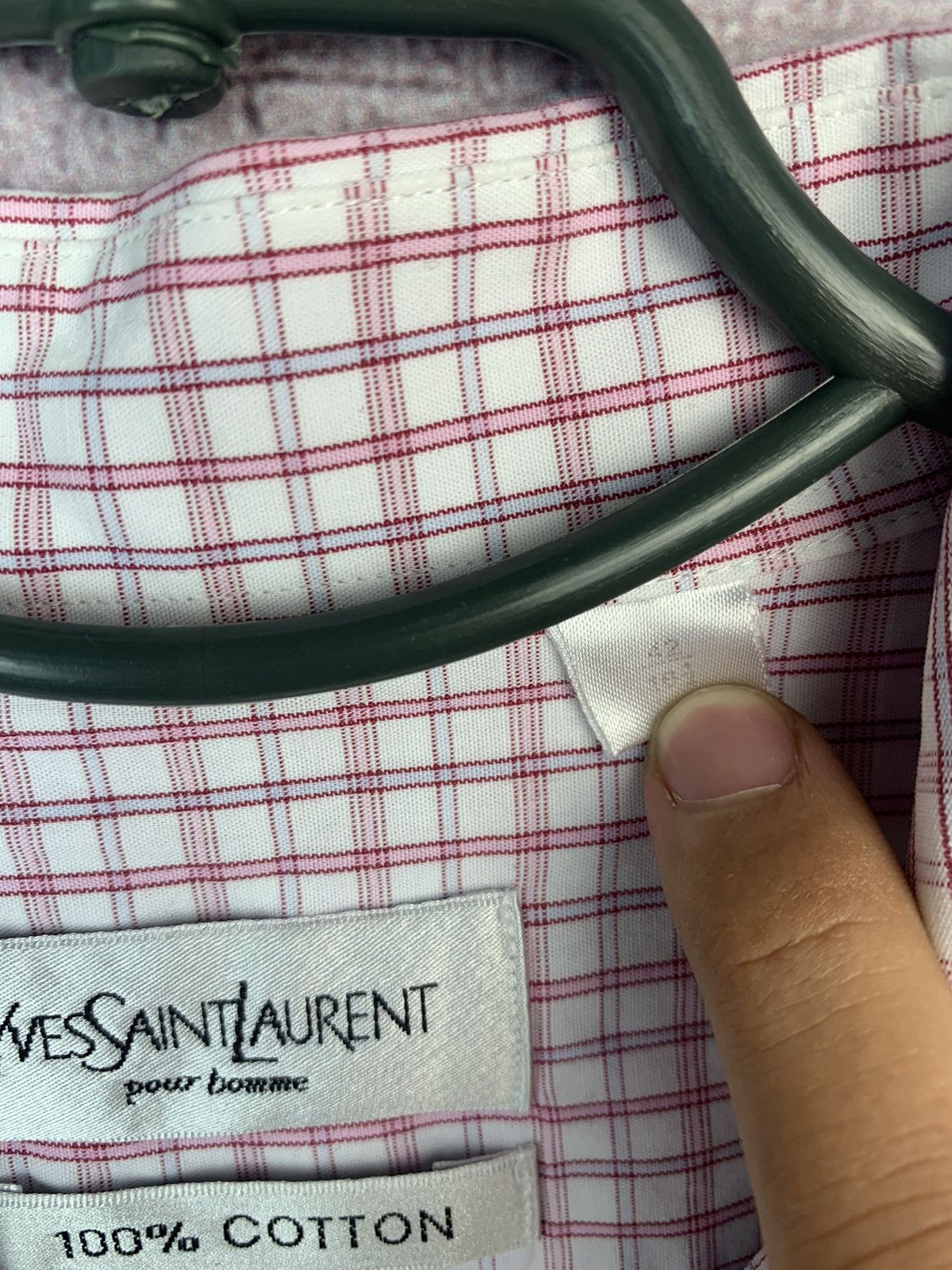 Vintage × Yves Saint Laurent Yves Saint Laurent Long Sleeve Plaid Shirt Size US L / EU 52-54 / 3 - 3 Thumbnail