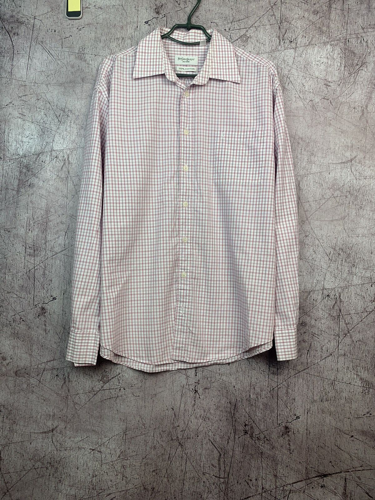 Vintage × Yves Saint Laurent Yves Saint Laurent Long Sleeve Plaid Shirt Size US L / EU 52-54 / 3 - 1 Thumbnail