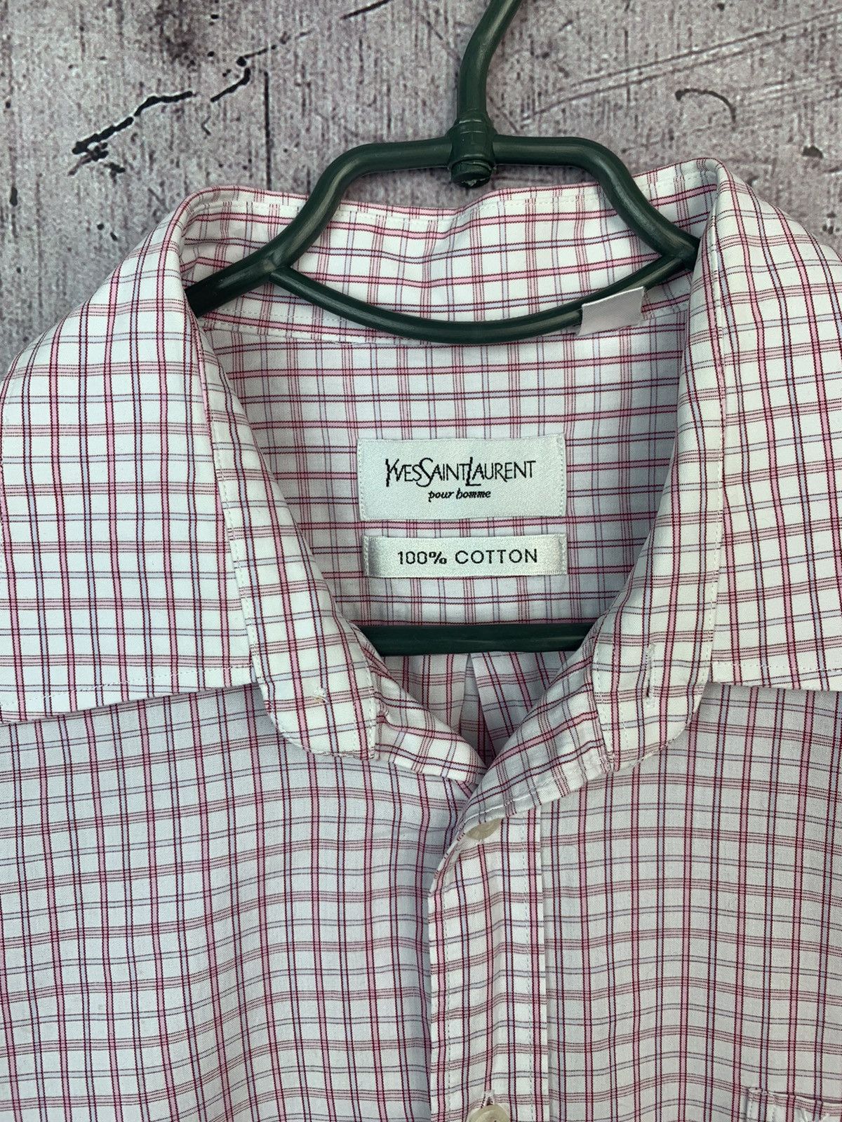 Vintage × Yves Saint Laurent Yves Saint Laurent Long Sleeve Plaid Shirt Size US L / EU 52-54 / 3 - 2 Thumbnail