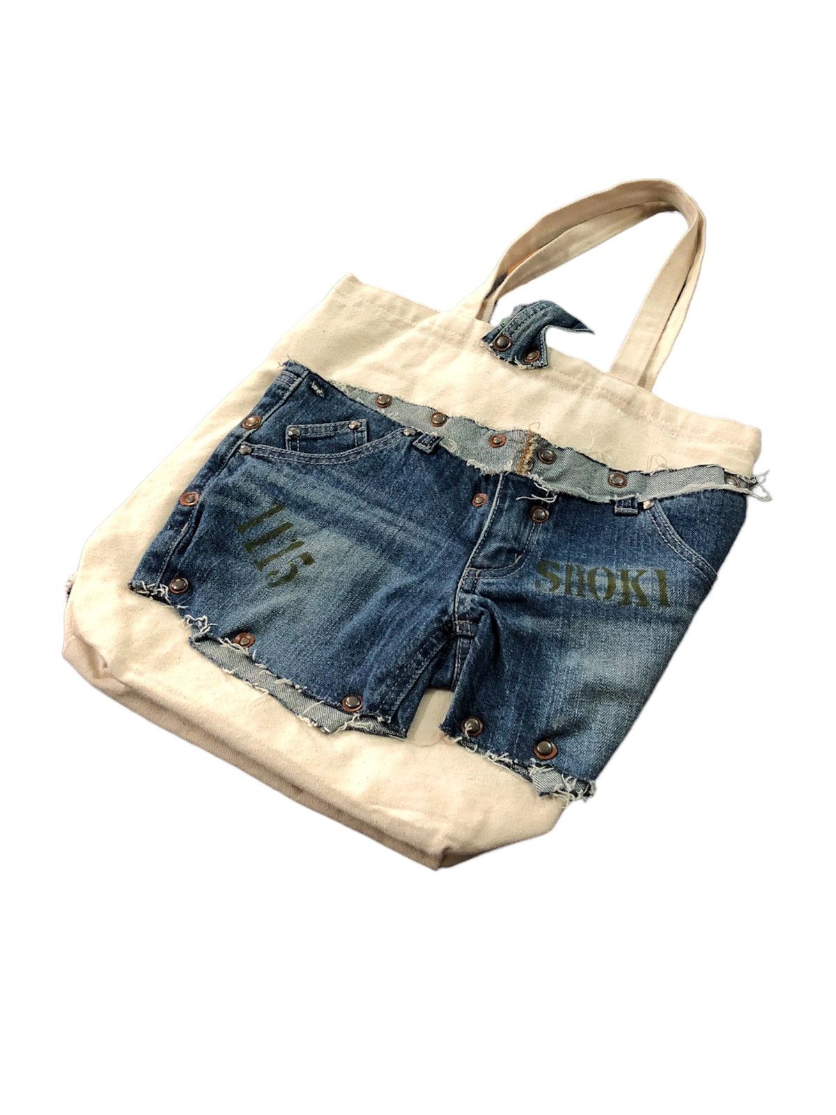 Japanese Brand Rare JANNEY DRY GOODS & NOTIONS denim path tote bag Size ONE SIZE - 3 Thumbnail