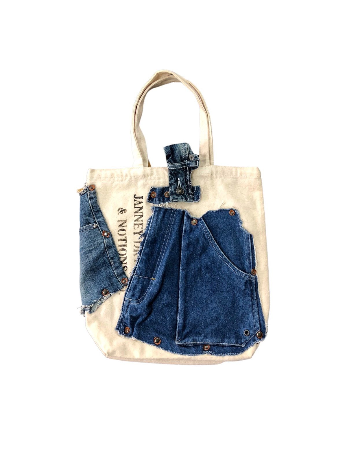 Japanese Brand Rare JANNEY DRY GOODS & NOTIONS denim path tote bag Size ONE SIZE - 1 Thumbnail