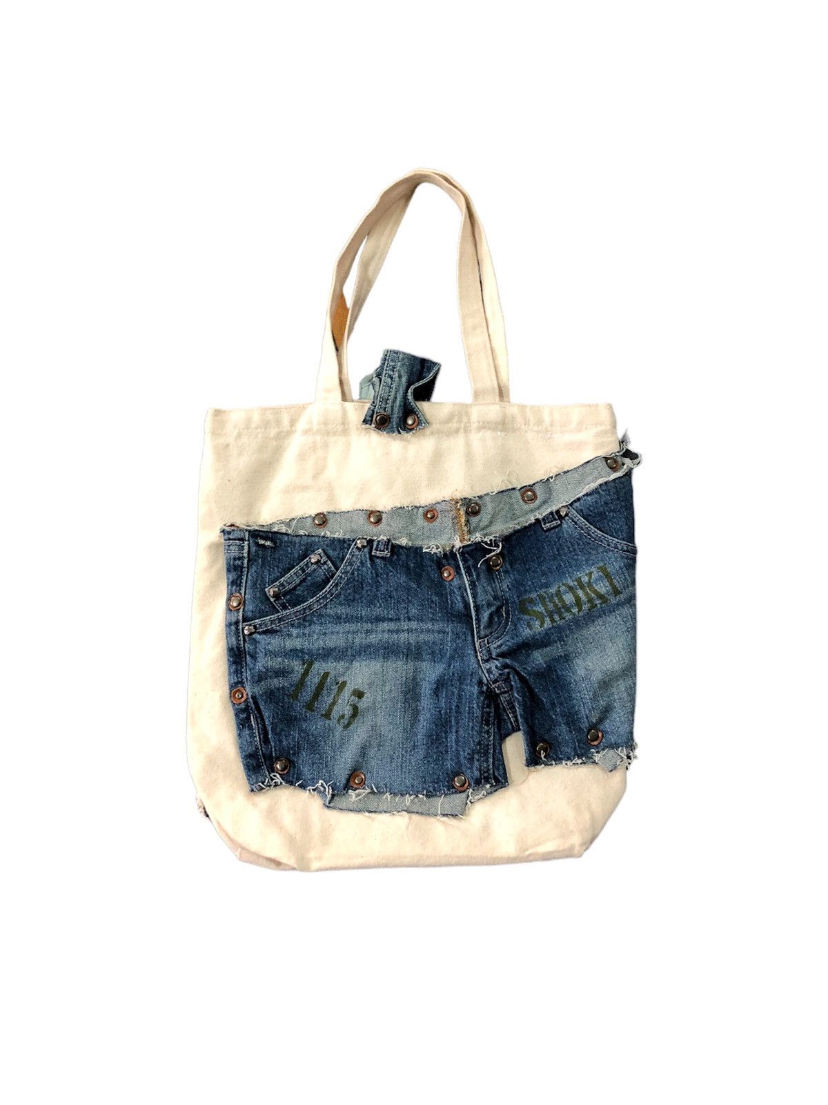 Japanese Brand Rare JANNEY DRY GOODS & NOTIONS denim path tote bag Size ONE SIZE - 2 Thumbnail