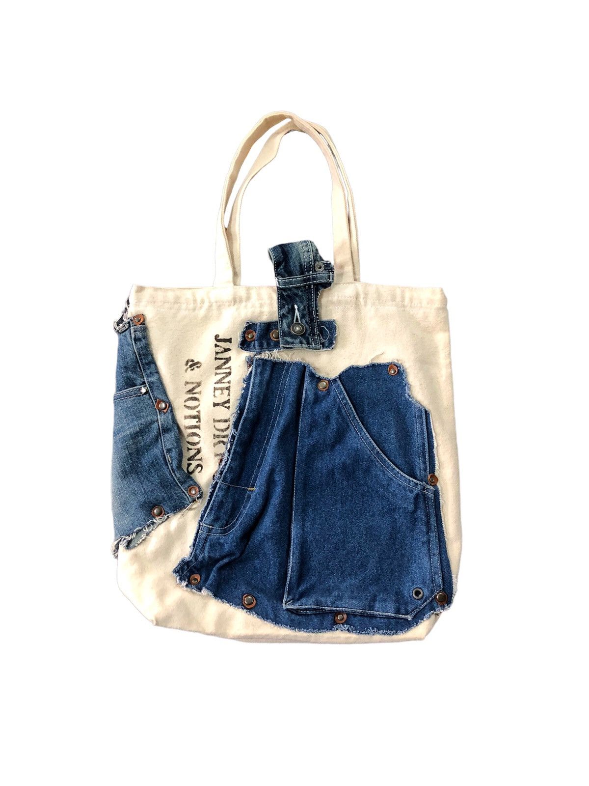Japanese Brand Rare JANNEY DRY GOODS & NOTIONS denim path tote bag Size ONE SIZE - 8 Thumbnail