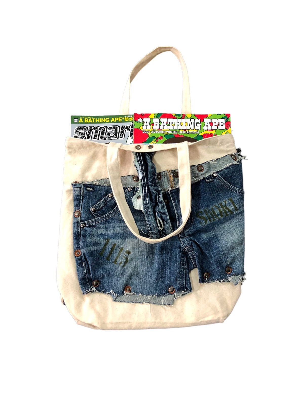 Japanese Brand Rare JANNEY DRY GOODS & NOTIONS denim path tote bag Size ONE SIZE - 6 Thumbnail
