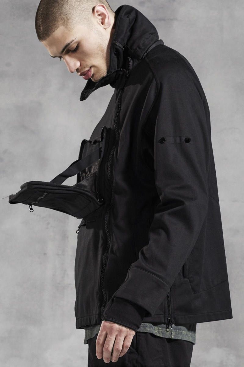 image of Errolson Hugh x Stone Island Shadow Project Tactical Anorak Jersey-R in Dark Blue (Size Large)