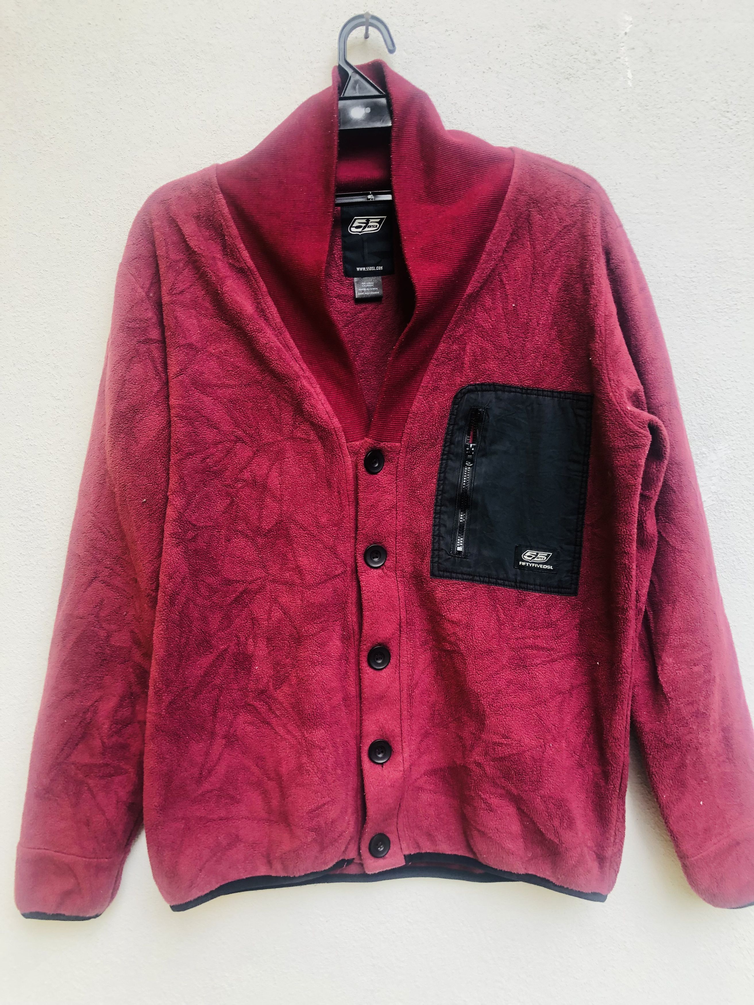 image of Vintage 55Dsl Streetwear Fashion Style Jacket in Maroon, Men's (Size Medium)