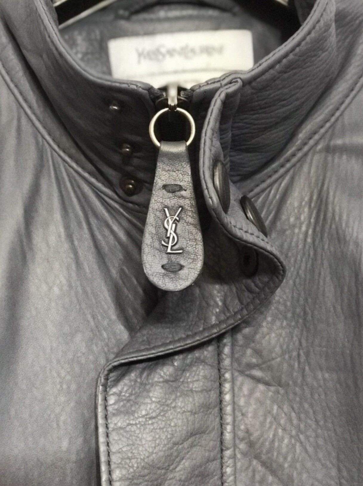 Yves Saint Laurent 🔵leather bomber jacket in dust blue Size US M / EU 48-50 / 2 - 5 Thumbnail