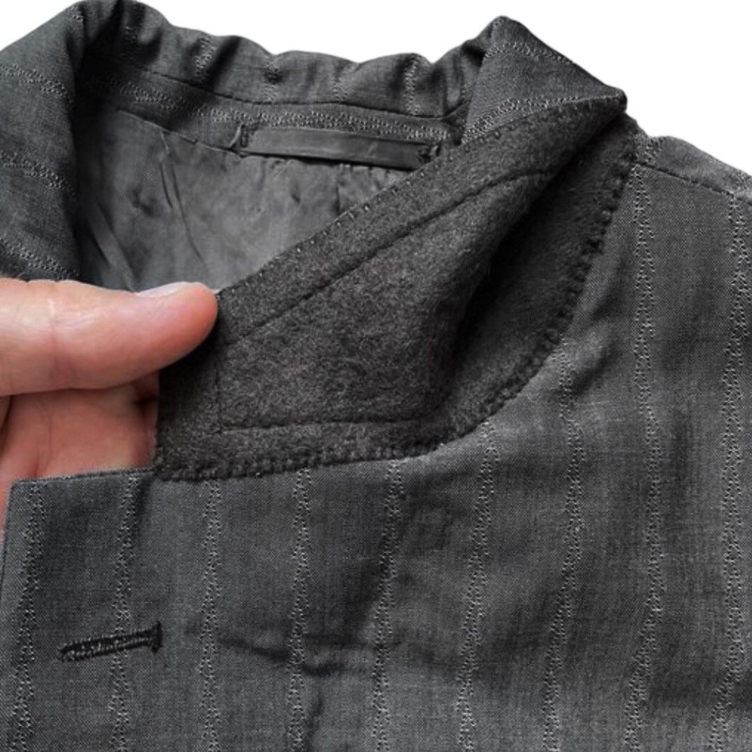 Prada 🔵wool/silk pinstriped tailored blazer dark grey Size 52R - 7 Thumbnail