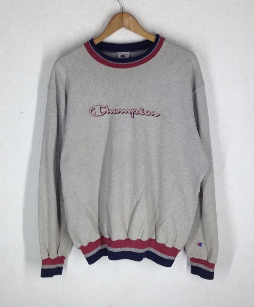 image of 90's Champion Sweatshirt Champion Products Usa Spellout in Grey, Men's (Size Large)