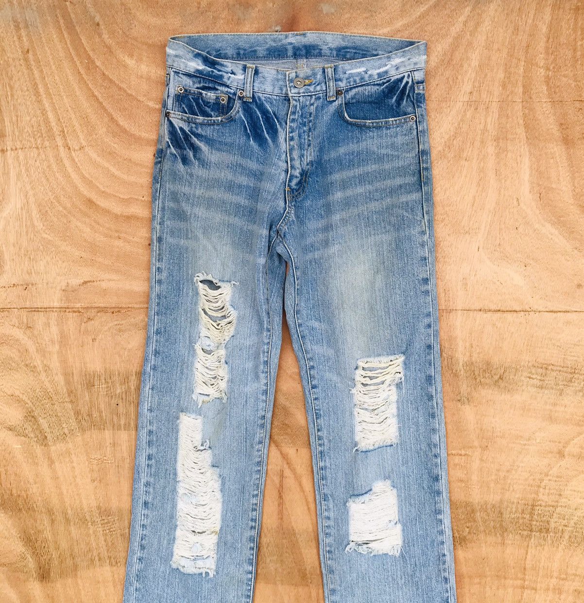 Other Vintage Distressed denim Faded bluewash destroy jean W30x31 Size US 30 / EU 46 - 3 Thumbnail