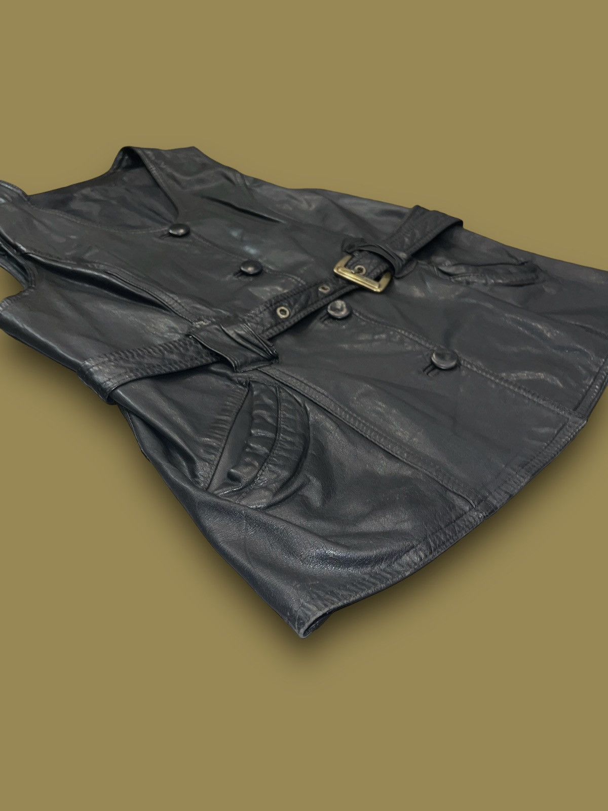 Leather Y2K Leather Belted Black Vest Size M / US 6-8 / IT 42-44 - 3 Thumbnail