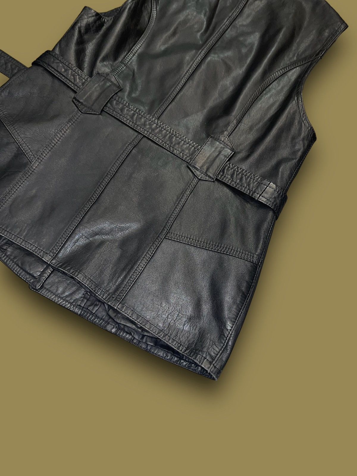 Leather Y2K Leather Belted Black Vest Size M / US 6-8 / IT 42-44 - 7 Thumbnail