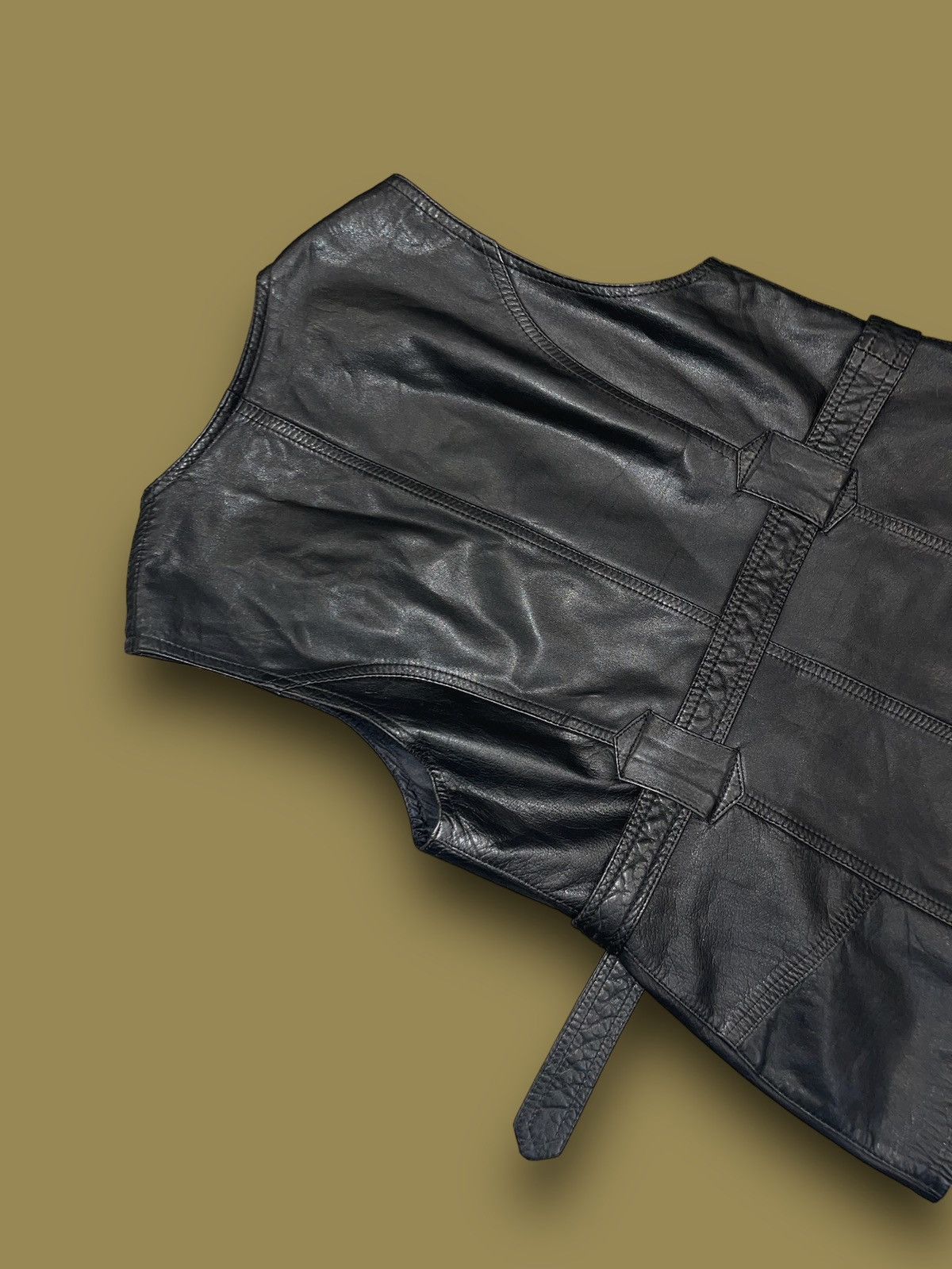 Leather Y2K Leather Belted Black Vest Size M / US 6-8 / IT 42-44 - 10 Thumbnail