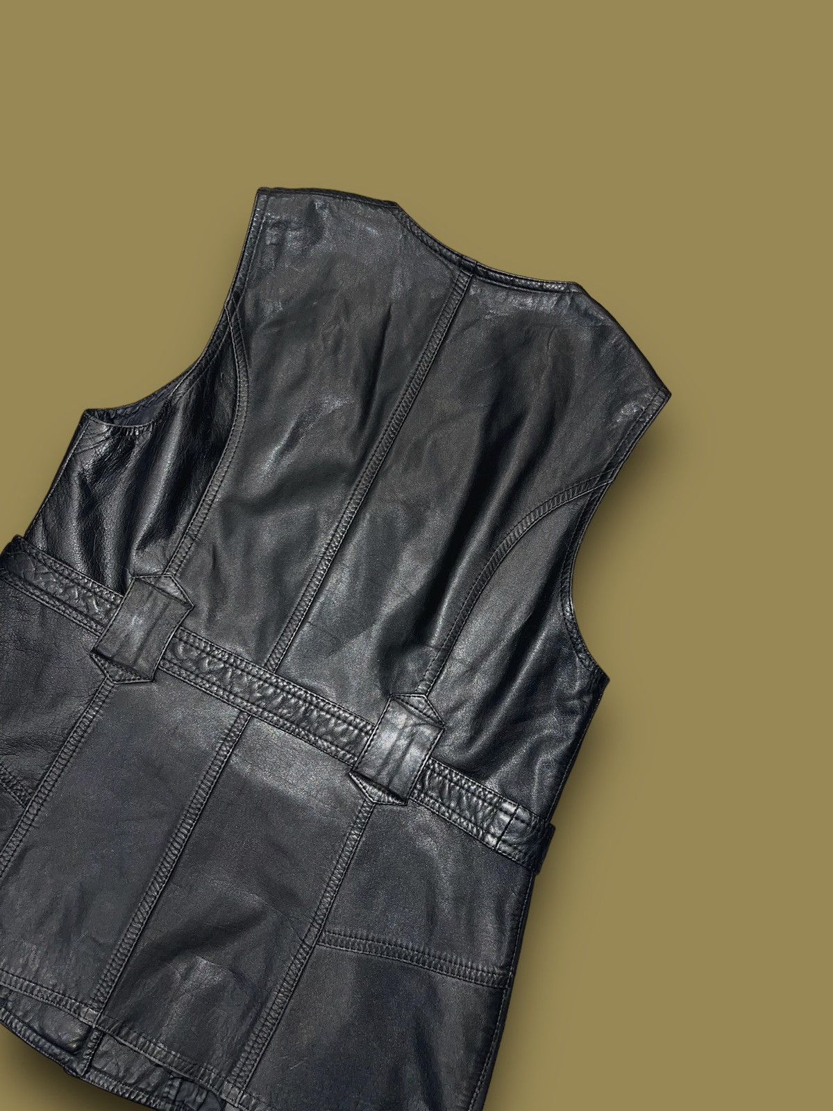 Leather Y2K Leather Belted Black Vest Size M / US 6-8 / IT 42-44 - 9 Thumbnail