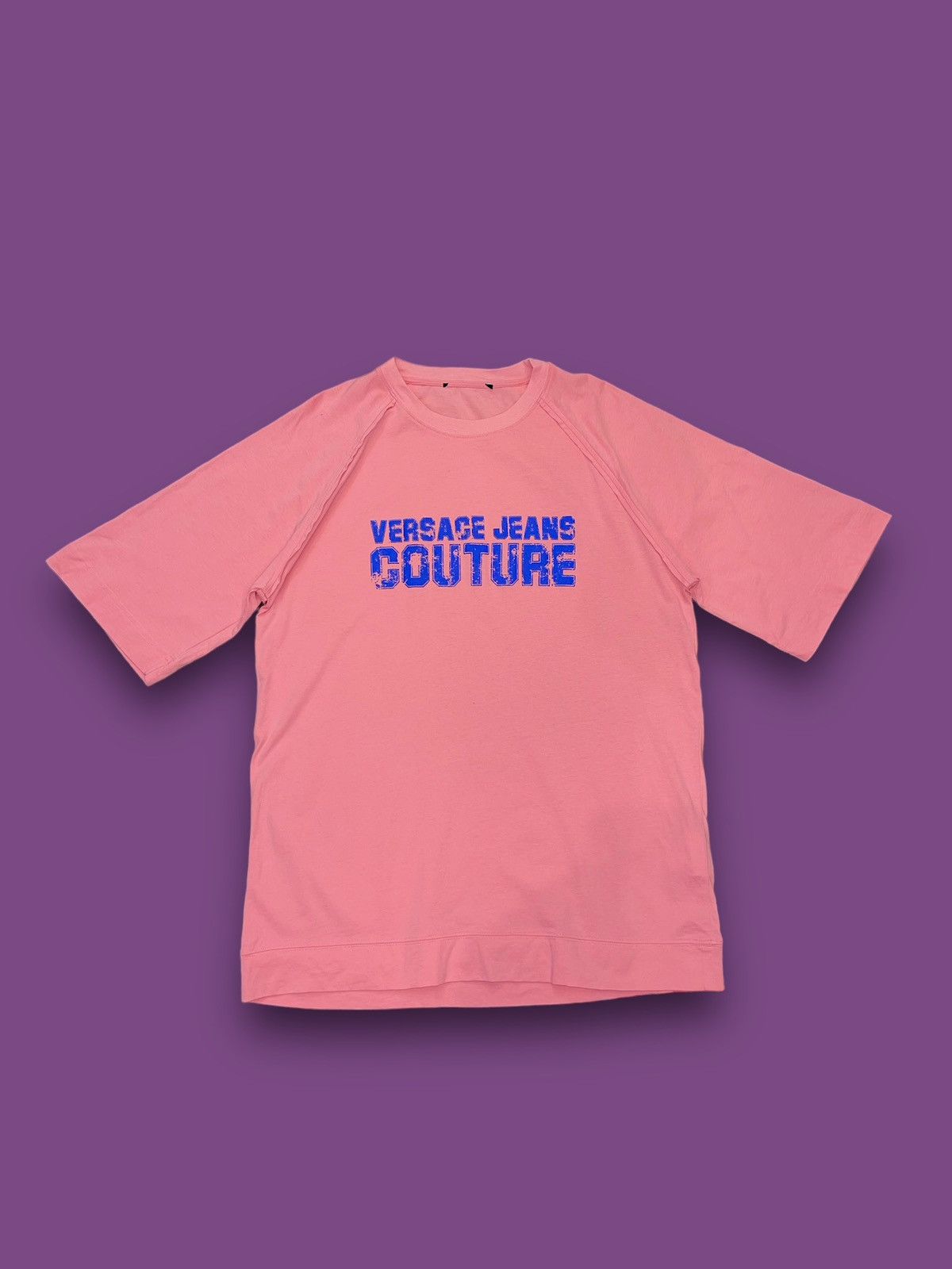 Versace SS22 Versace Big Logo Oversized Pink Short Sleeve T-Shirt Size US M / EU 48-50 / 2 - 2 Thumbnail