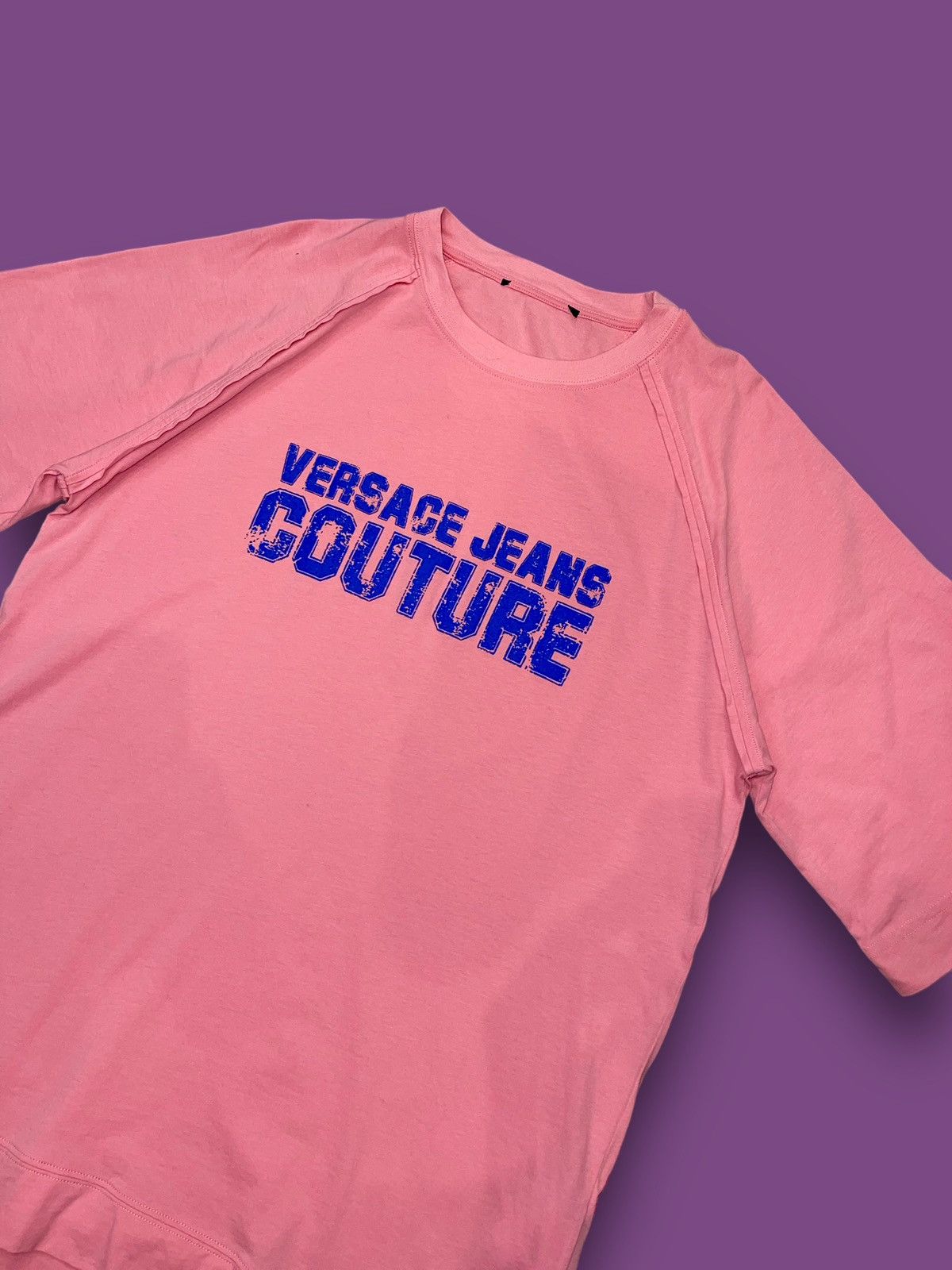 Versace SS22 Versace Big Logo Oversized Pink Short Sleeve T-Shirt Size US M / EU 48-50 / 2 - 1 Thumbnail