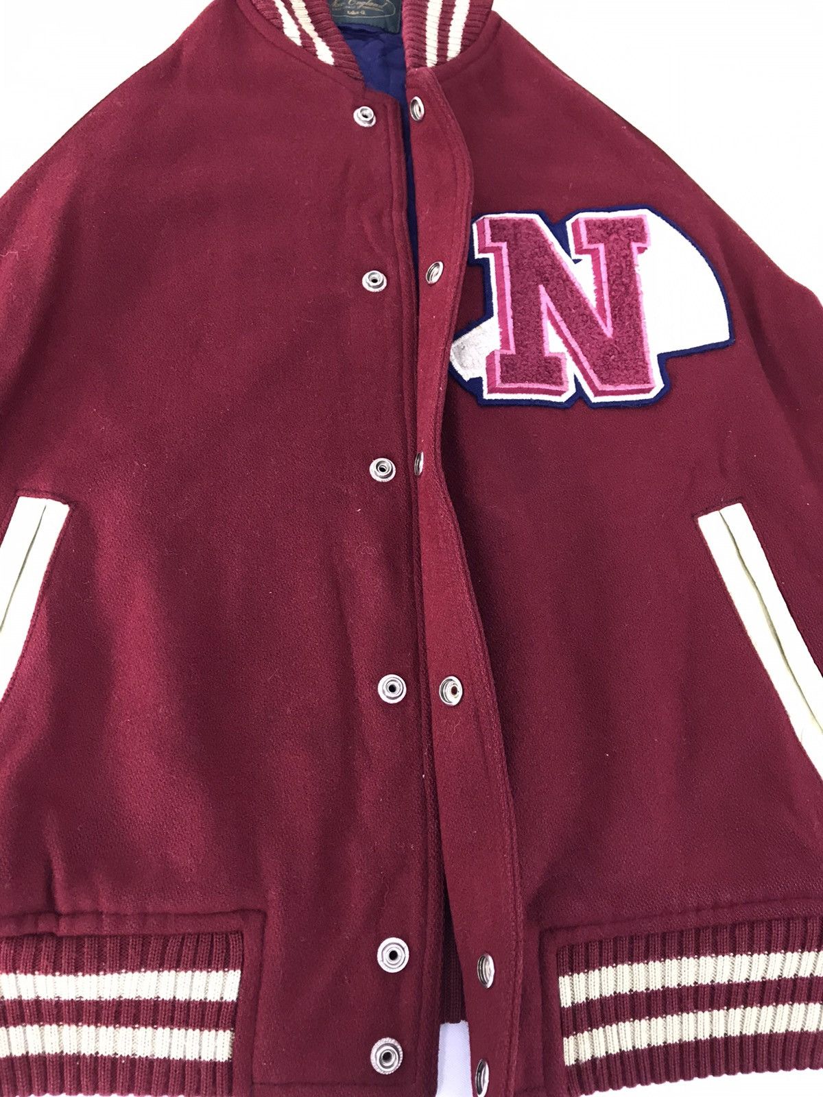 Leather Varsity Jacket New England Heavy Wool Leather Sleeve Size US M / EU 48-50 / 2 - 4 Thumbnail