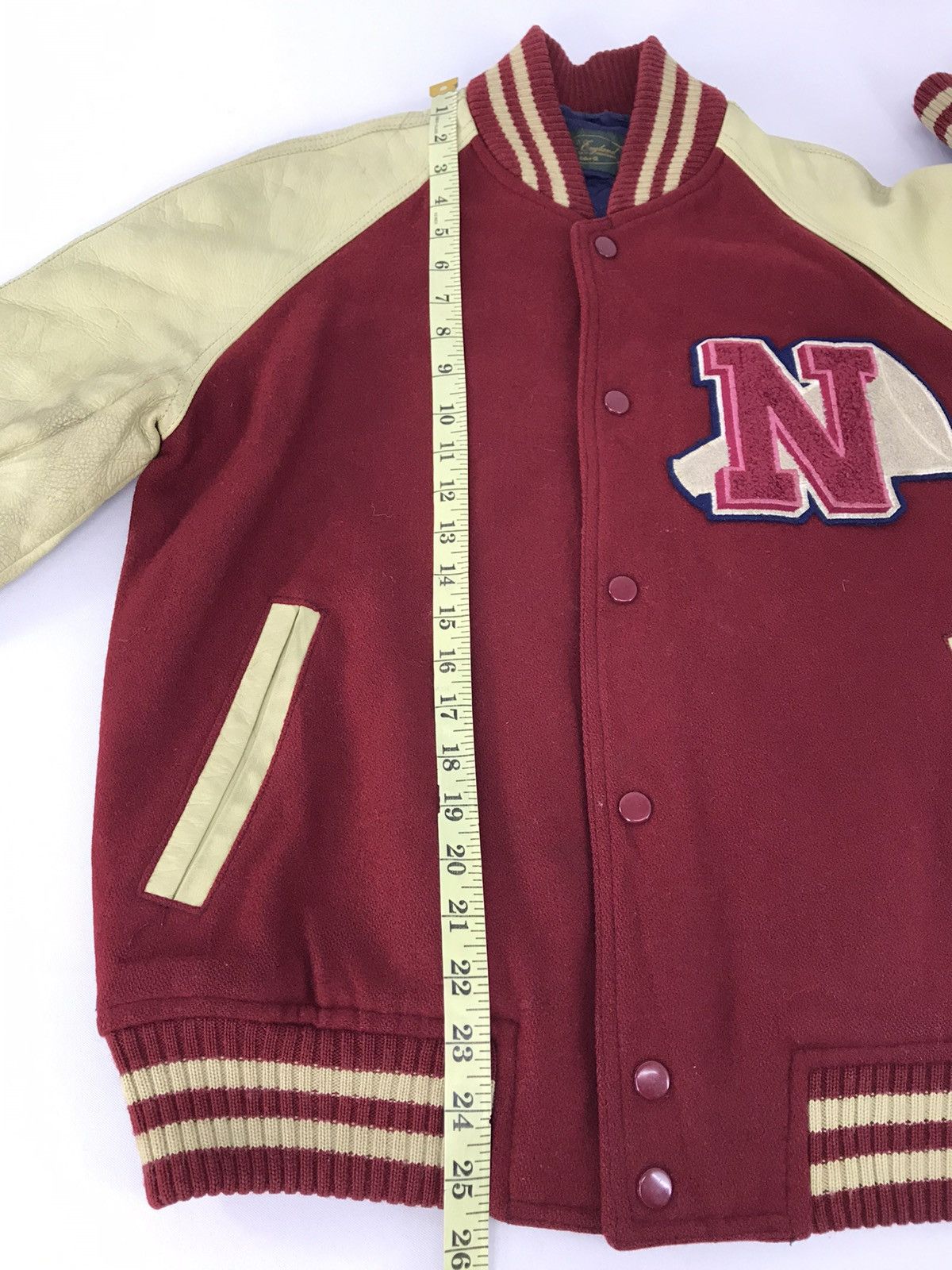 Leather Varsity Jacket New England Heavy Wool Leather Sleeve Size US M / EU 48-50 / 2 - 11 Thumbnail