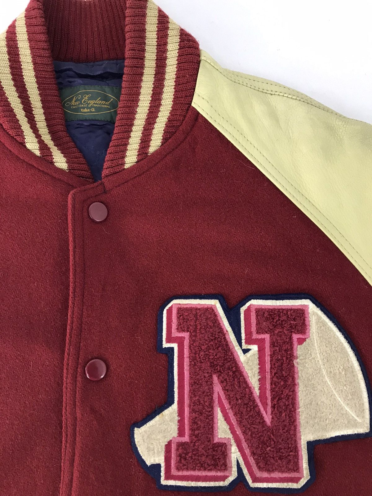Leather Varsity Jacket New England Heavy Wool Leather Sleeve Size US M / EU 48-50 / 2 - 3 Thumbnail