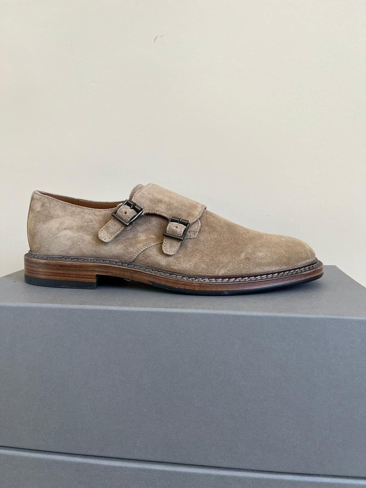 image of Brunello Cucinelli Boots With Two Buckle In Camel Brown Color, Men's (Size 9)