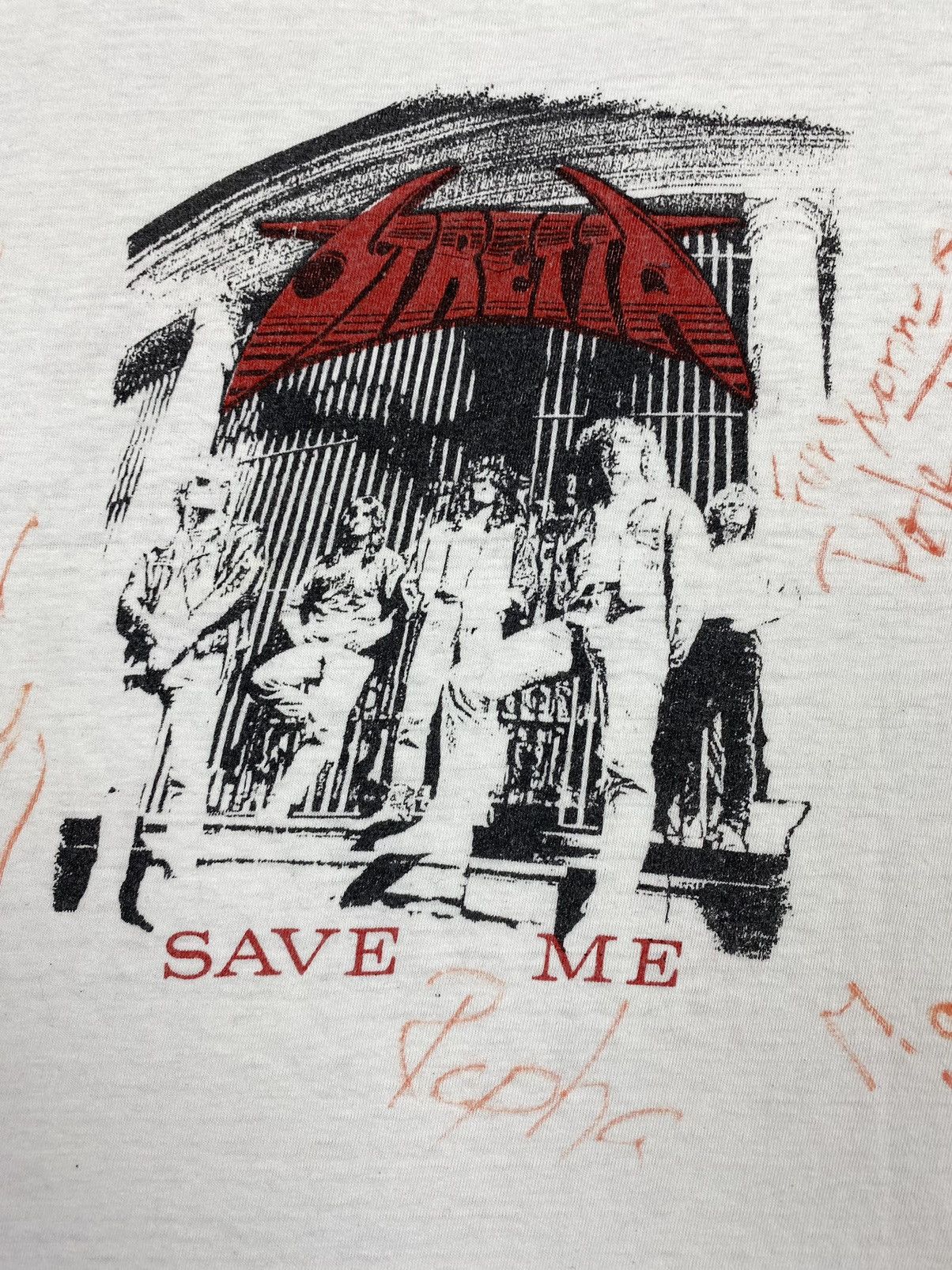Band Tees 1990 Vintage Stretta Save Me German Trash Metal Signed Tee Size US L / EU 52-54 / 3 - 8 Thumbnail