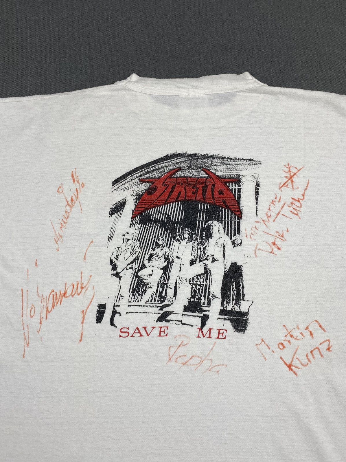 Band Tees 1990 Vintage Stretta Save Me German Trash Metal Signed Tee Size US L / EU 52-54 / 3 - 6 Thumbnail