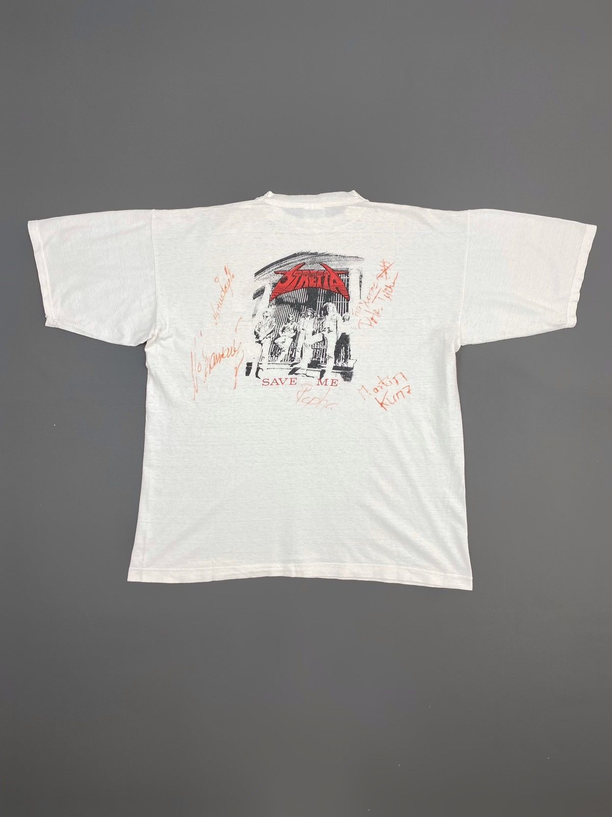 Band Tees 1990 Vintage Stretta Save Me German Trash Metal Signed Tee Size US L / EU 52-54 / 3 - 5 Thumbnail