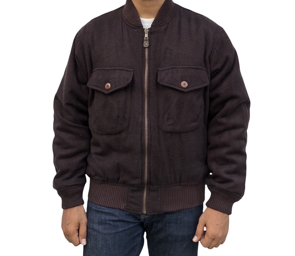 image of Abahouse Superiority Reversible Bomber Jacket in Brown, Men's (Size Medium)