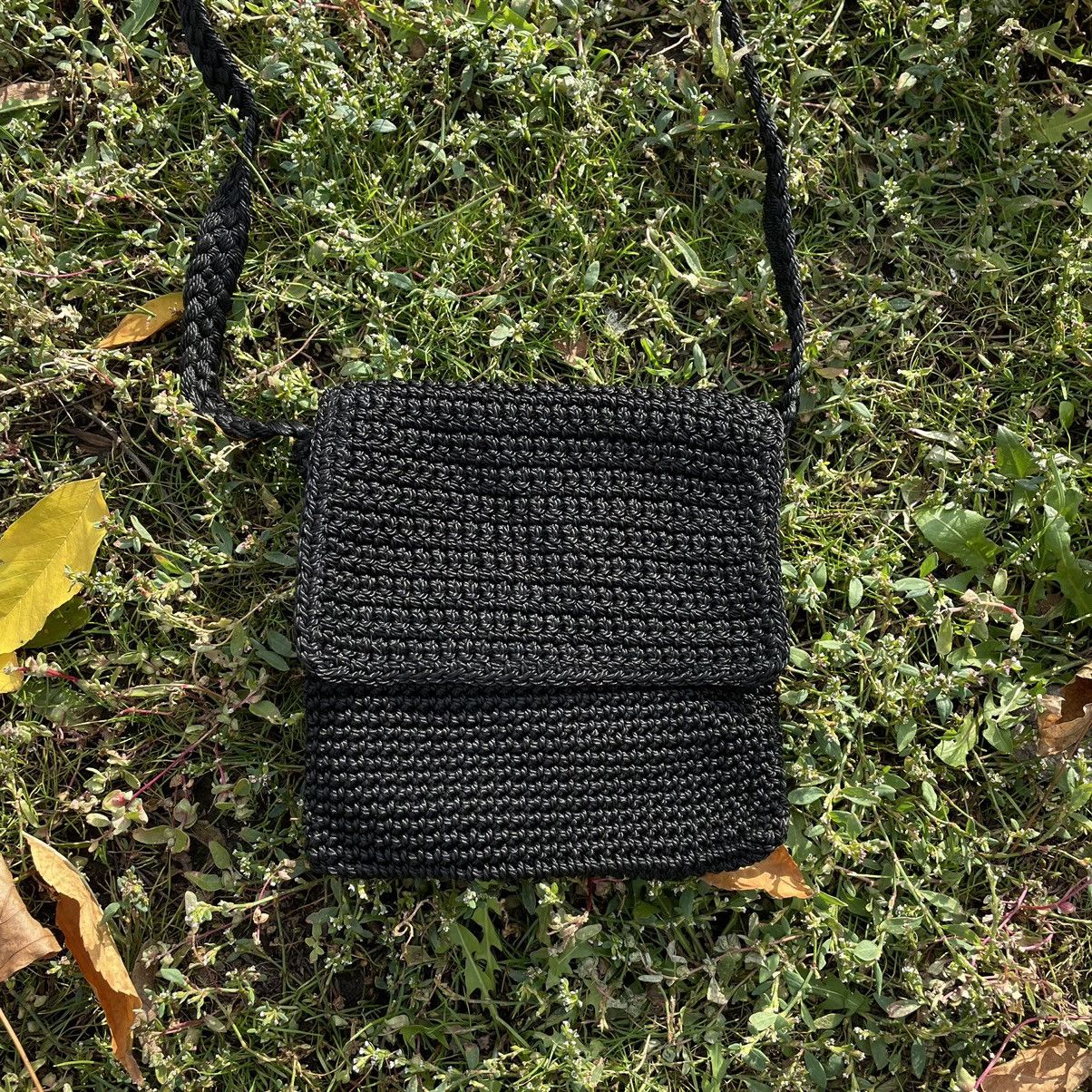 Vintage Vintage Y2K Black Knit Crossbody Bag Streetwear Grail OS Size ONE SIZE - 2 Thumbnail