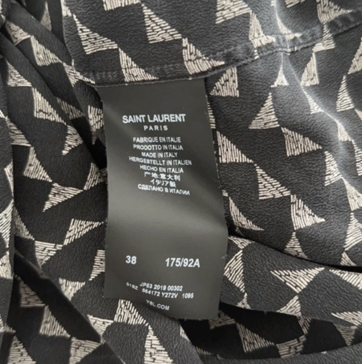 Saint Laurent Paris Saint Laurent Silk Silver Triangle Shirt Size US M / EU 48-50 / 2 - 10 Thumbnail