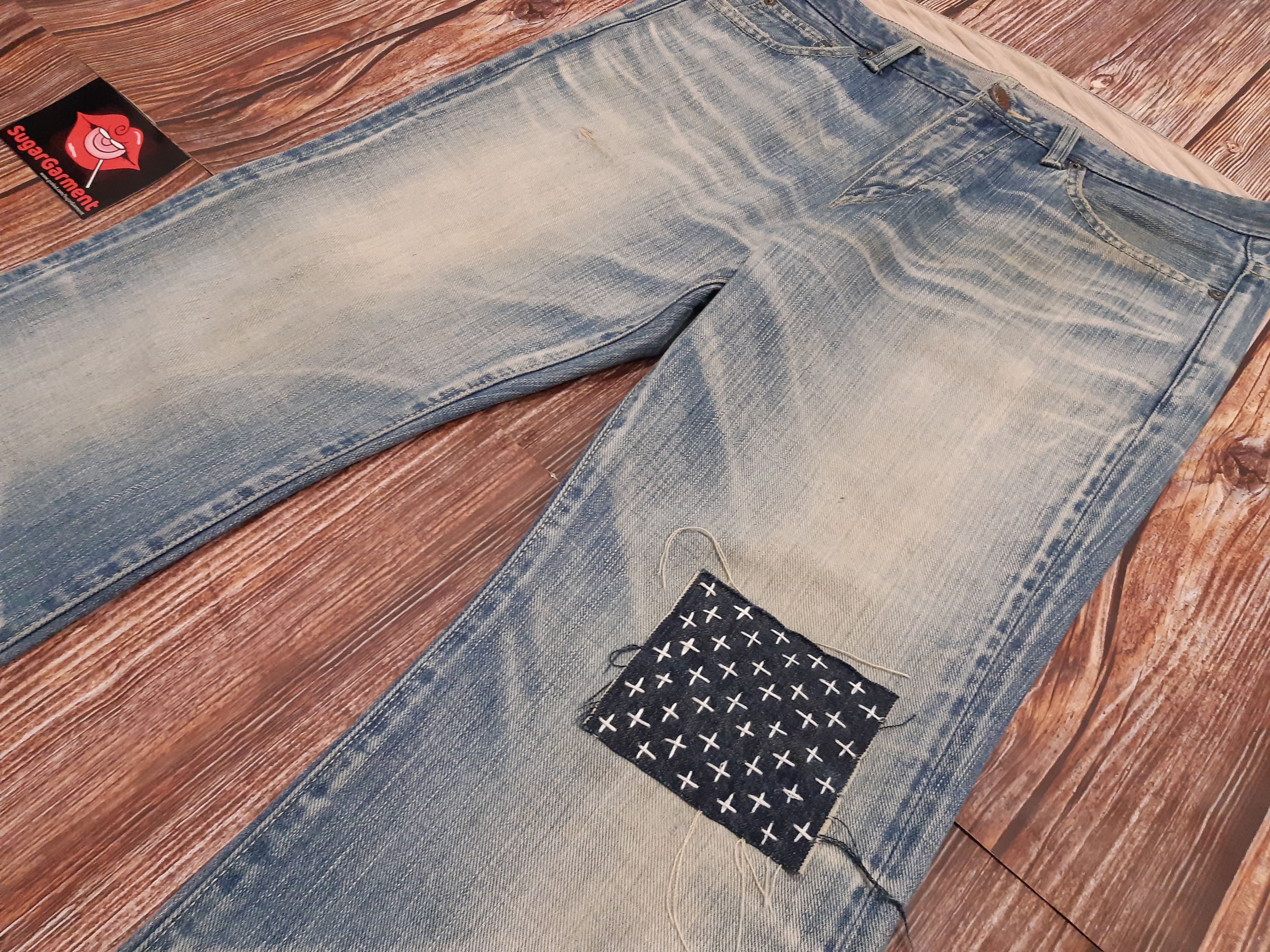 Japanese Brand Bell Bottoms Jeans Flare Japanese Sashiko Size US 34 / EU 50 - 3 Thumbnail