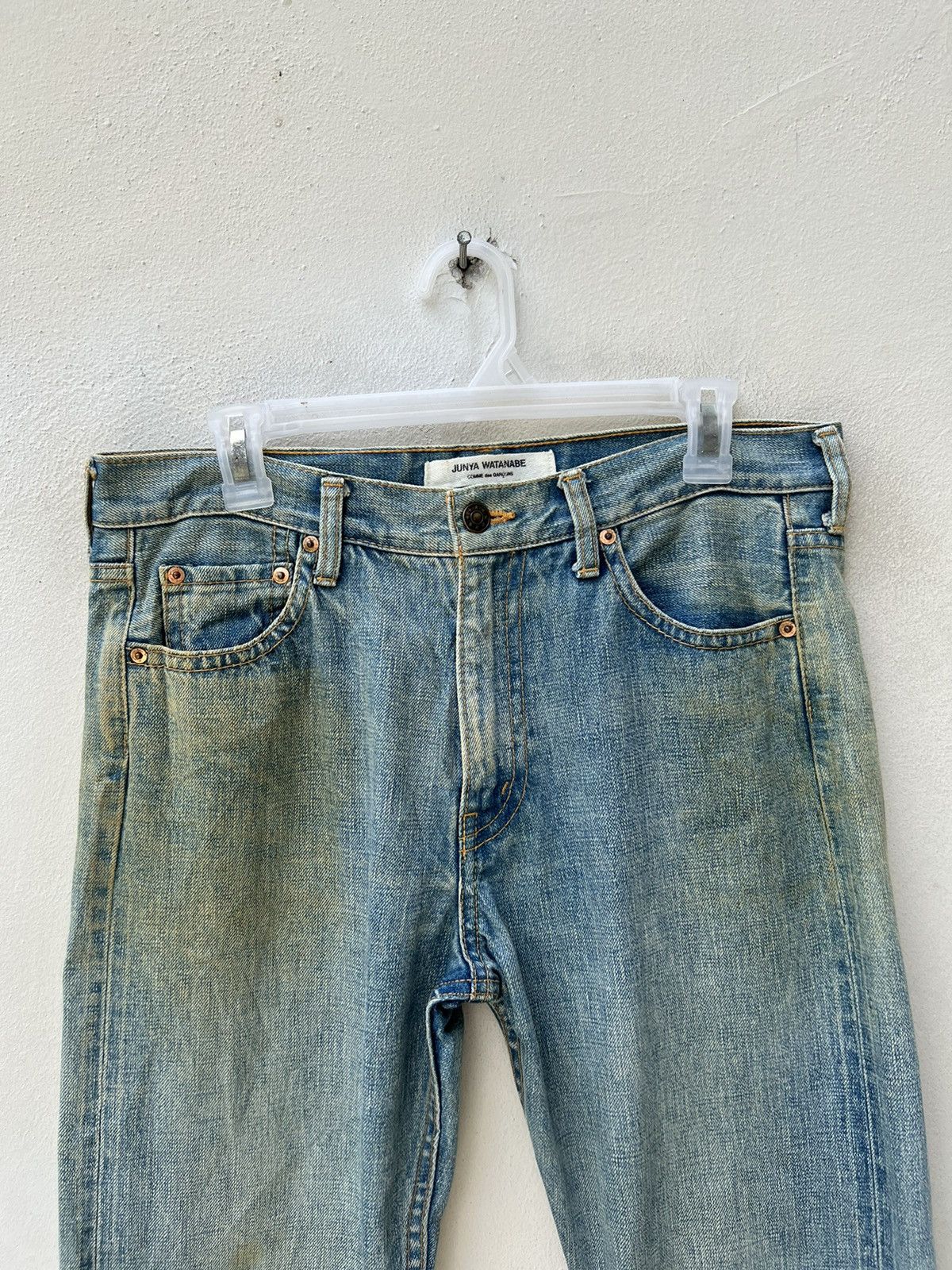 Comme des Garcons Vintage 2004 Junya Watanabe CDG Selvedge Denim Mudded Jeans Size US 31 - 7 Thumbnail