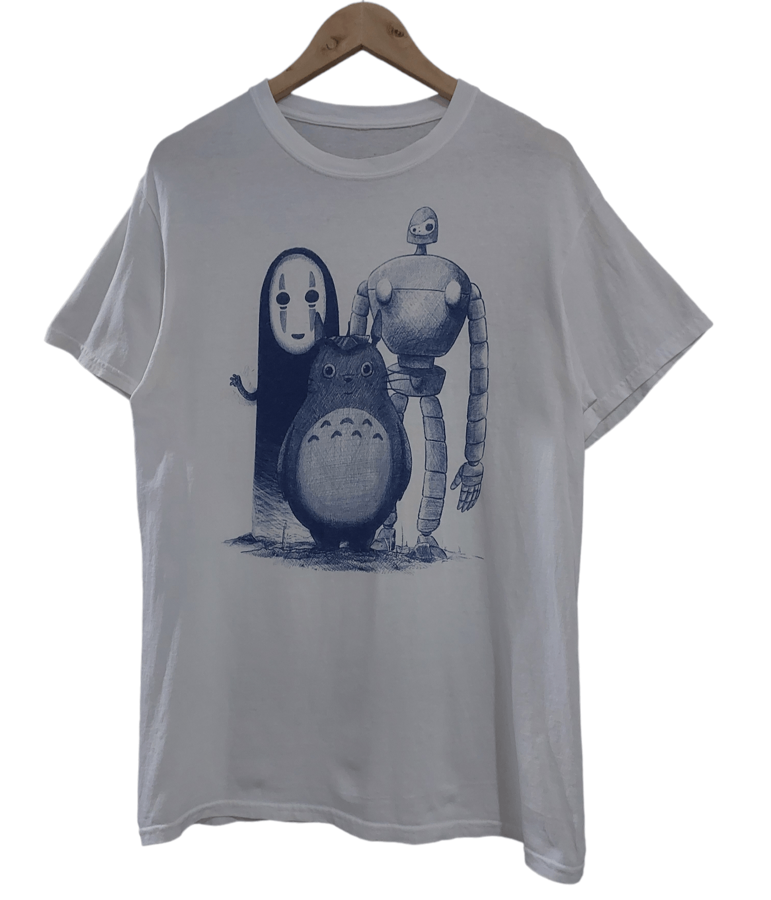 image of Anima x Movie Studio Ghibli Movie Anime Illustration T-Shirt in White, Men's (Size Medium)