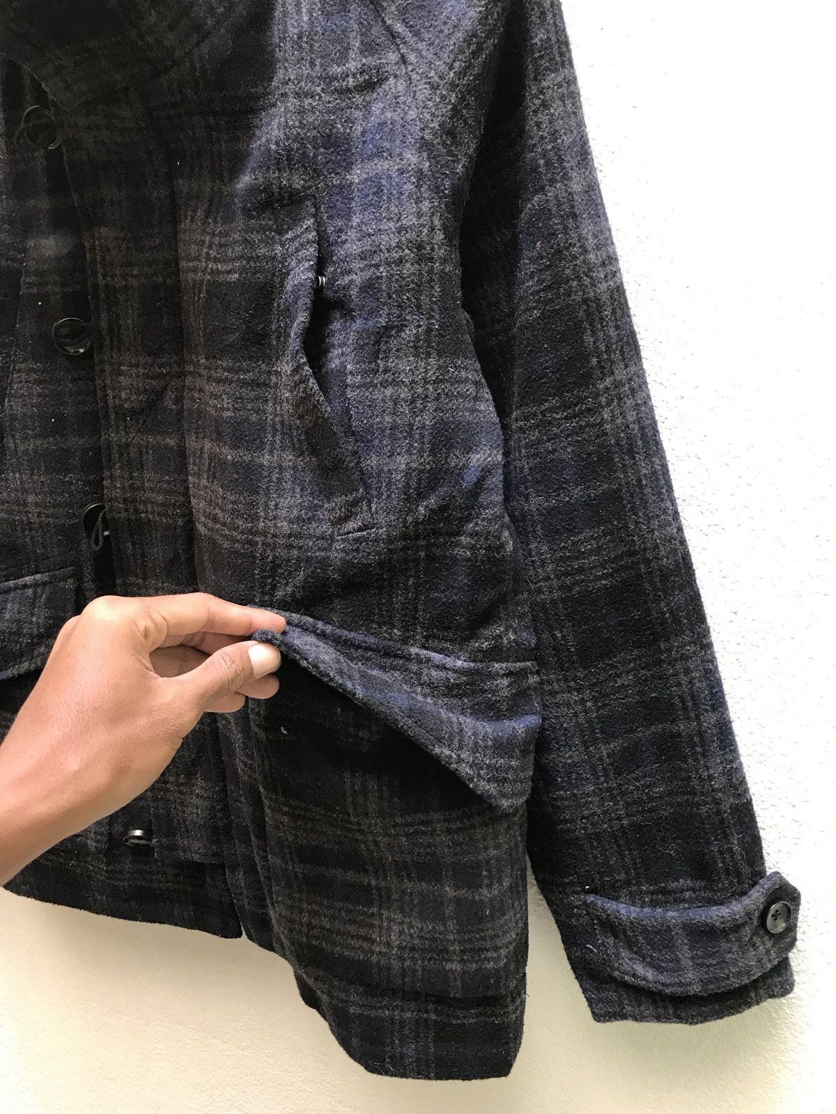 Japanese Brand × Other 🔥💢 Wool Checker Coat Zip Up Jacket Size US L / EU 52-54 / 3 - 7 Thumbnail