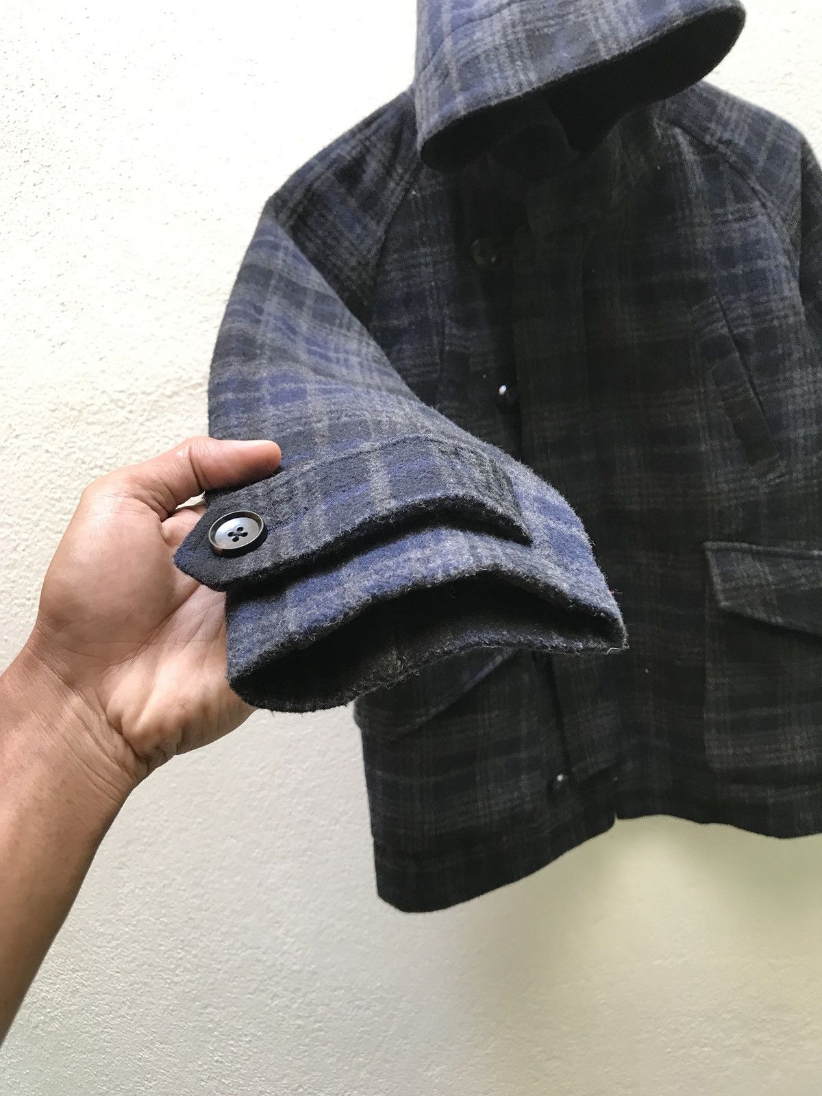 Japanese Brand × Other 🔥💢 Wool Checker Coat Zip Up Jacket Size US L / EU 52-54 / 3 - 6 Thumbnail