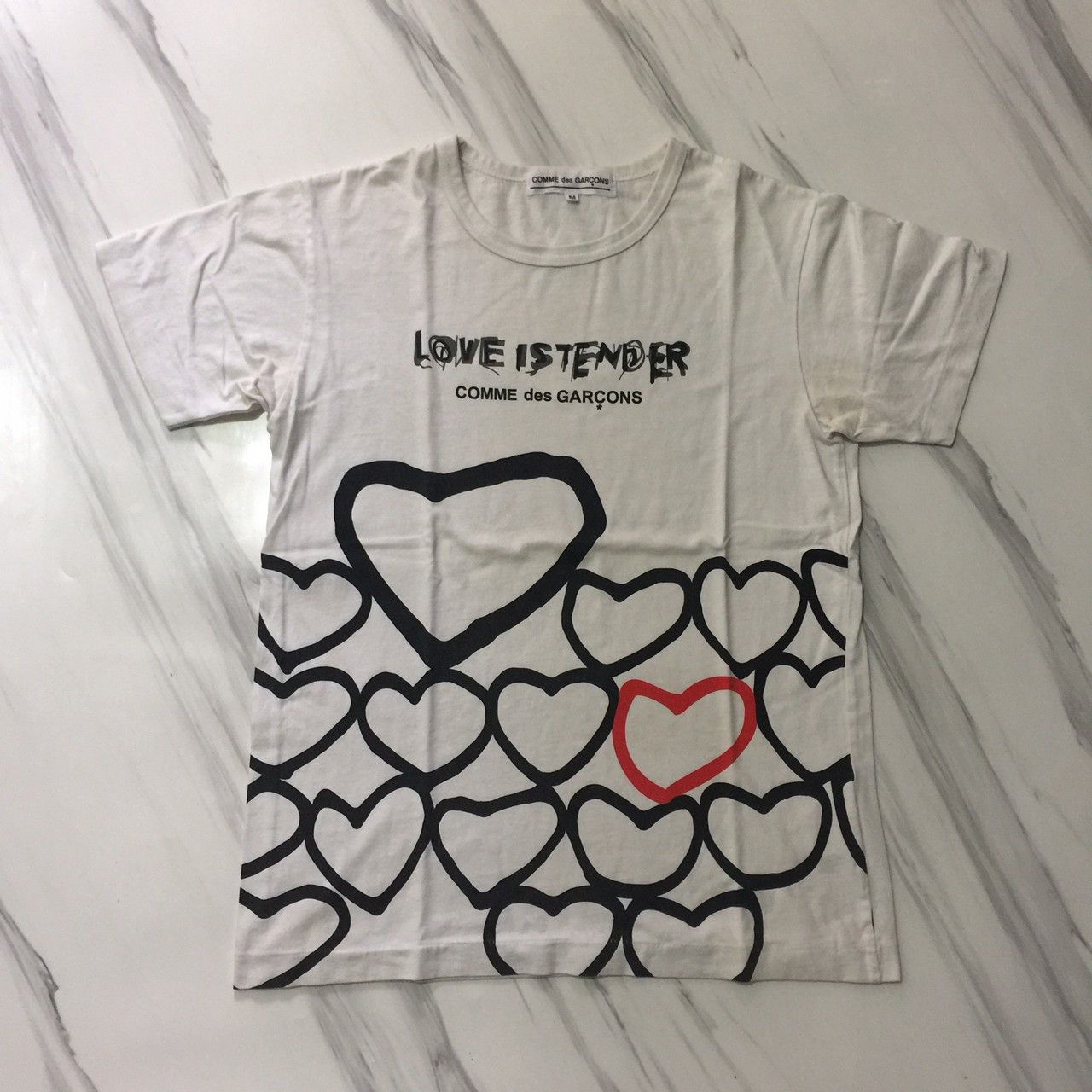 image of Comme Des Garcons x Comme Des Garcons Homme Cdg Love Is Tender Tees in White, Men's (Size Medium)