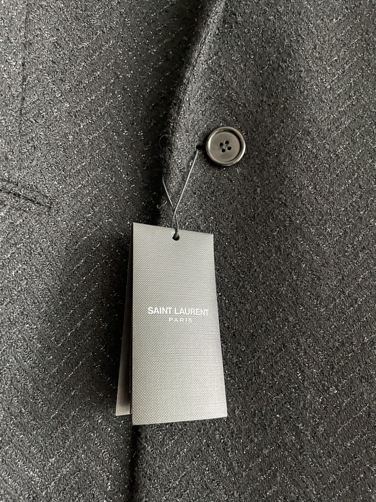 Hedi Slimane × Saint Laurent Paris × Yves Saint Laurent $4,500 Super Runway Iconic Heavy Lurex Wool Coat Brane New Size US L / EU 52-54 / 3 - 12 Thumbnail