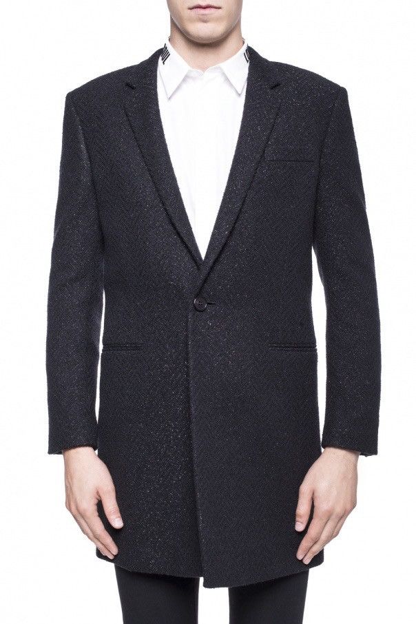 Hedi Slimane × Saint Laurent Paris × Yves Saint Laurent $4,500 Super Runway Iconic Heavy Lurex Wool Coat Brane New Size US L / EU 52-54 / 3 - 16 Thumbnail