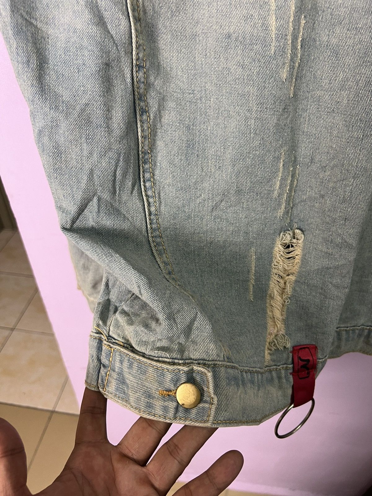 Other 🔥Limited Edition Side Stripe Distressed Denim Jacket Size US L / EU 52-54 / 3 - 14 Thumbnail