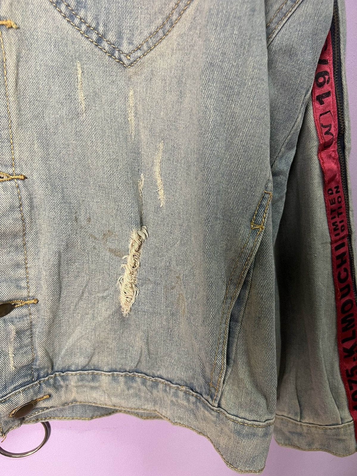 Other 🔥Limited Edition Side Stripe Distressed Denim Jacket Size US L / EU 52-54 / 3 - 9 Thumbnail