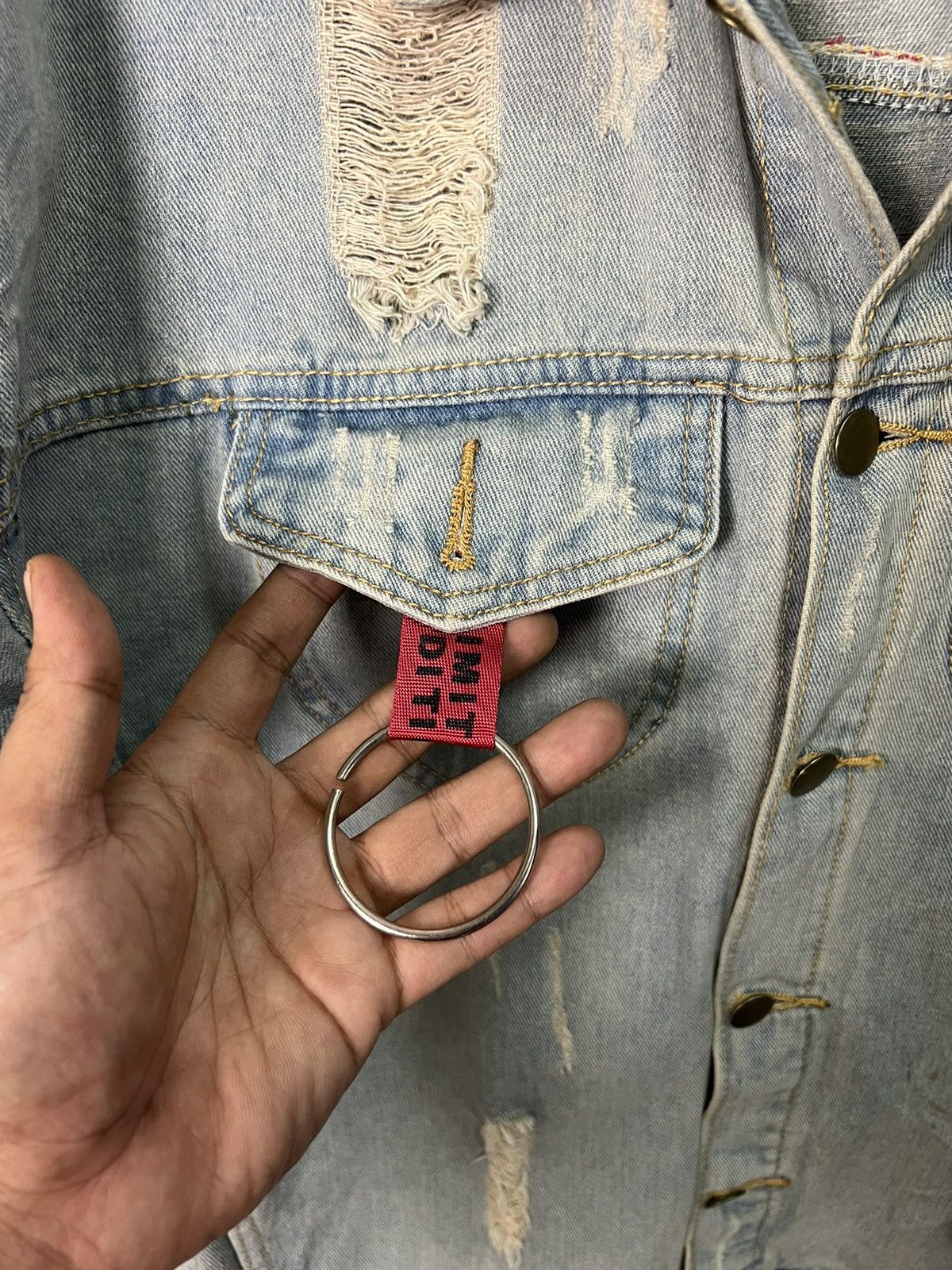 Other 🔥Limited Edition Side Stripe Distressed Denim Jacket Size US L / EU 52-54 / 3 - 11 Thumbnail