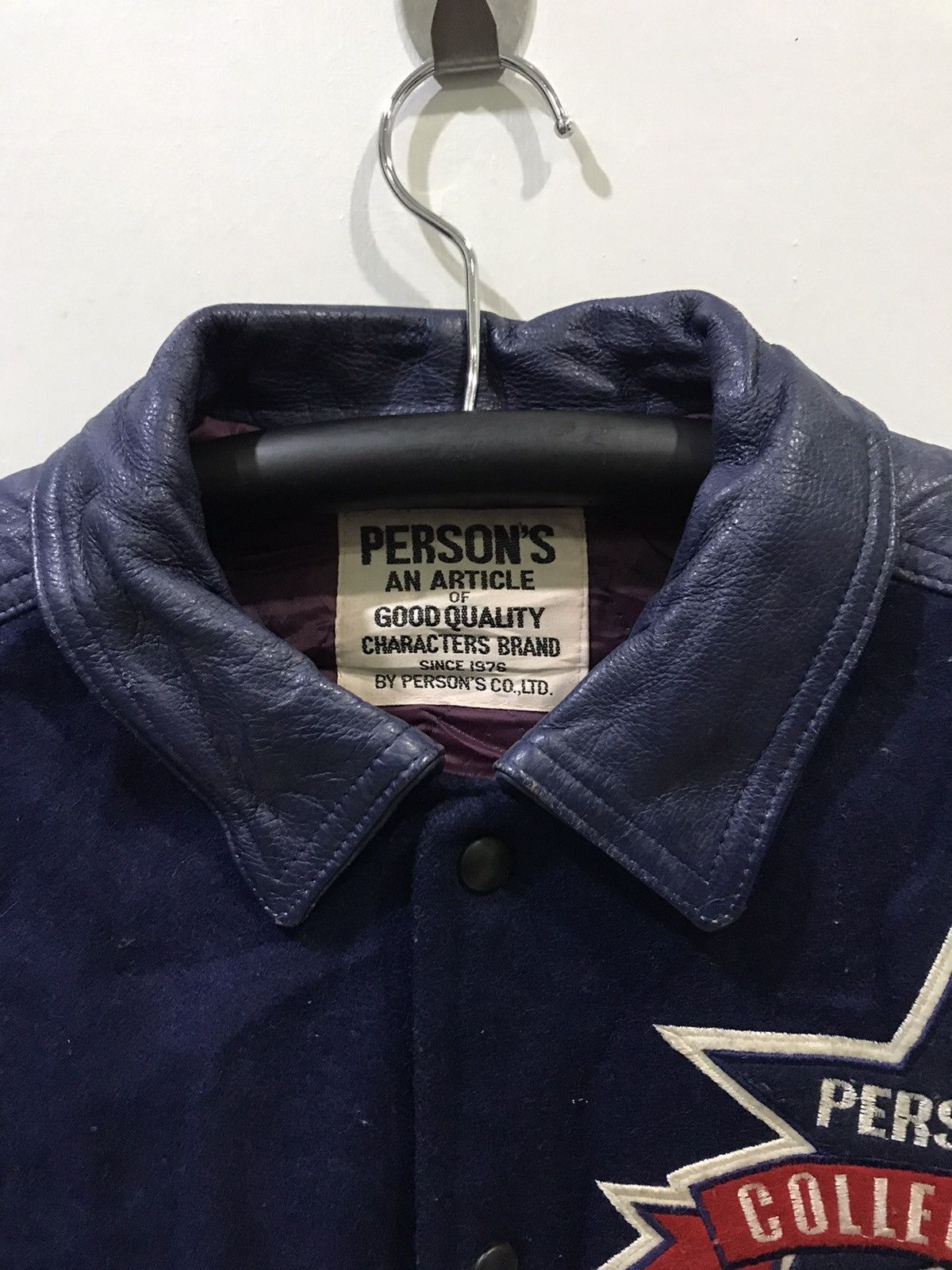 PERSON'S PERSONS Vintage Leather Sleeve Flag Spell Out Vrsity Jacket Size US S / EU 44-46 / 1 - 4 Thumbnail
