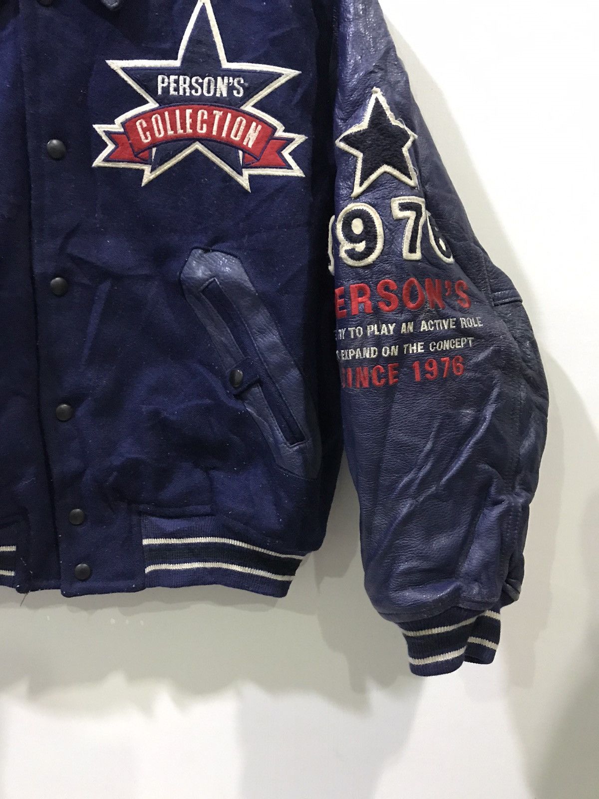PERSON'S PERSONS Vintage Leather Sleeve Flag Spell Out Vrsity Jacket Size US S / EU 44-46 / 1 - 6 Thumbnail