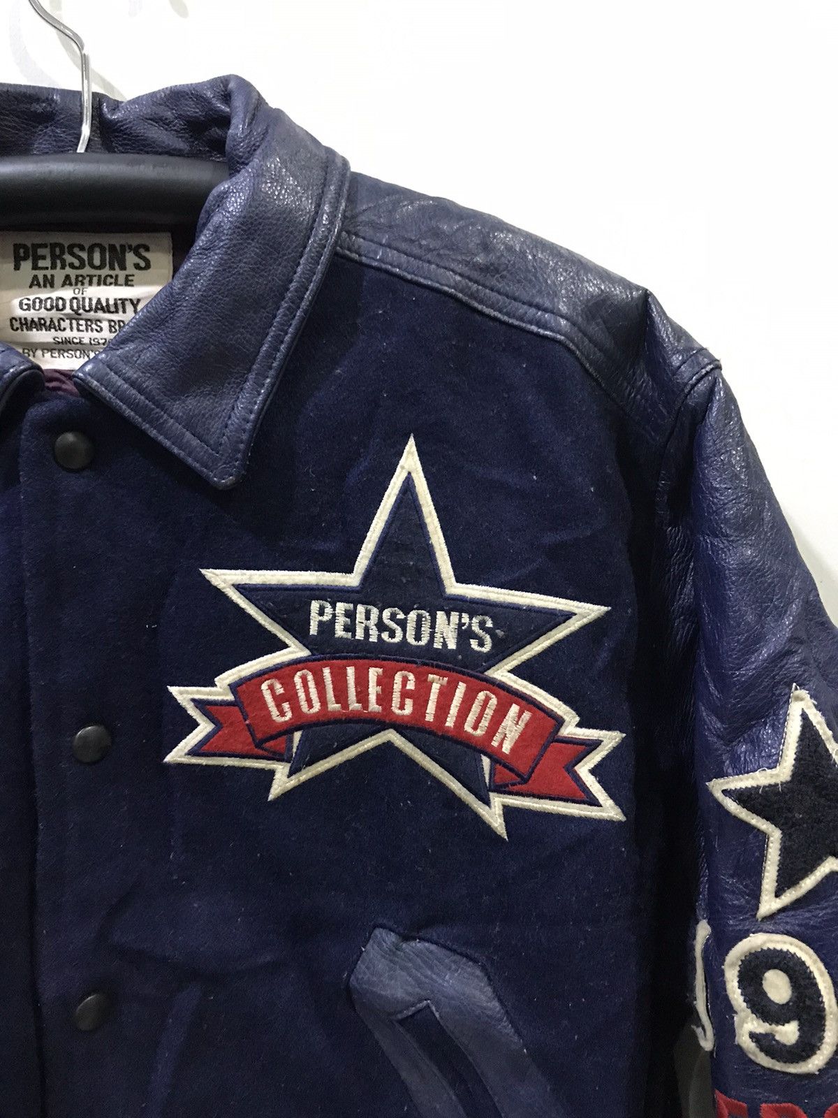 PERSON'S PERSONS Vintage Leather Sleeve Flag Spell Out Vrsity Jacket Size US S / EU 44-46 / 1 - 5 Thumbnail