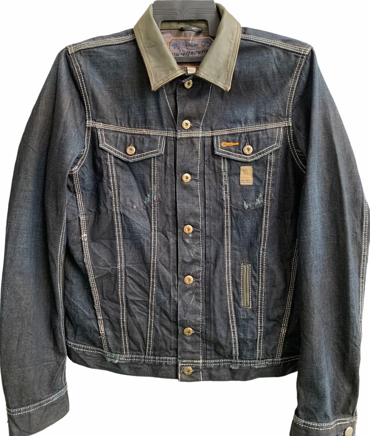 Diesel Vintage Diesel Black Denim Extra Leather Colar Jacket Size US L / EU 52-54 / 3 - 4 Thumbnail